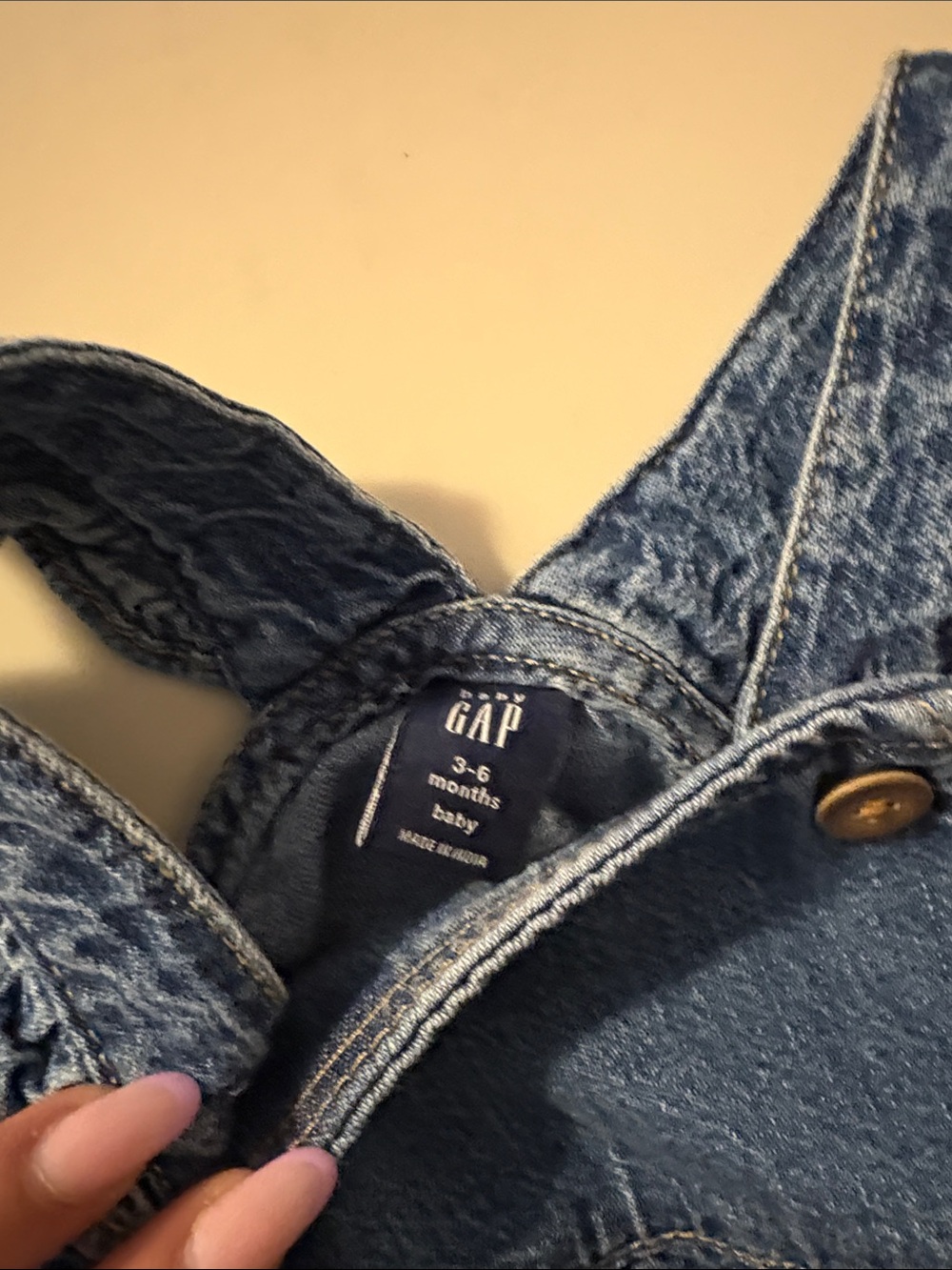 GAP Denim Blue Ruffle-Strap Overall Romper - Picture 3 of 6